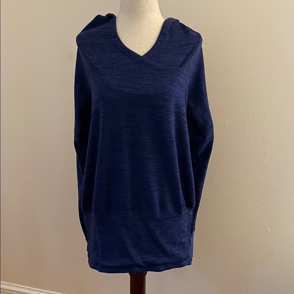 Athleta Navy Hooded Knit Pullover Tunic Women’s Large